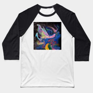 Colorful Abstract Digital Pour from Alcohol Ink Painting Baseball T-Shirt